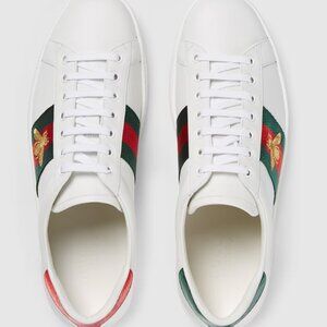 Gucci Men’s Ace Sneaker with Bee – White Leather | Size 9.5